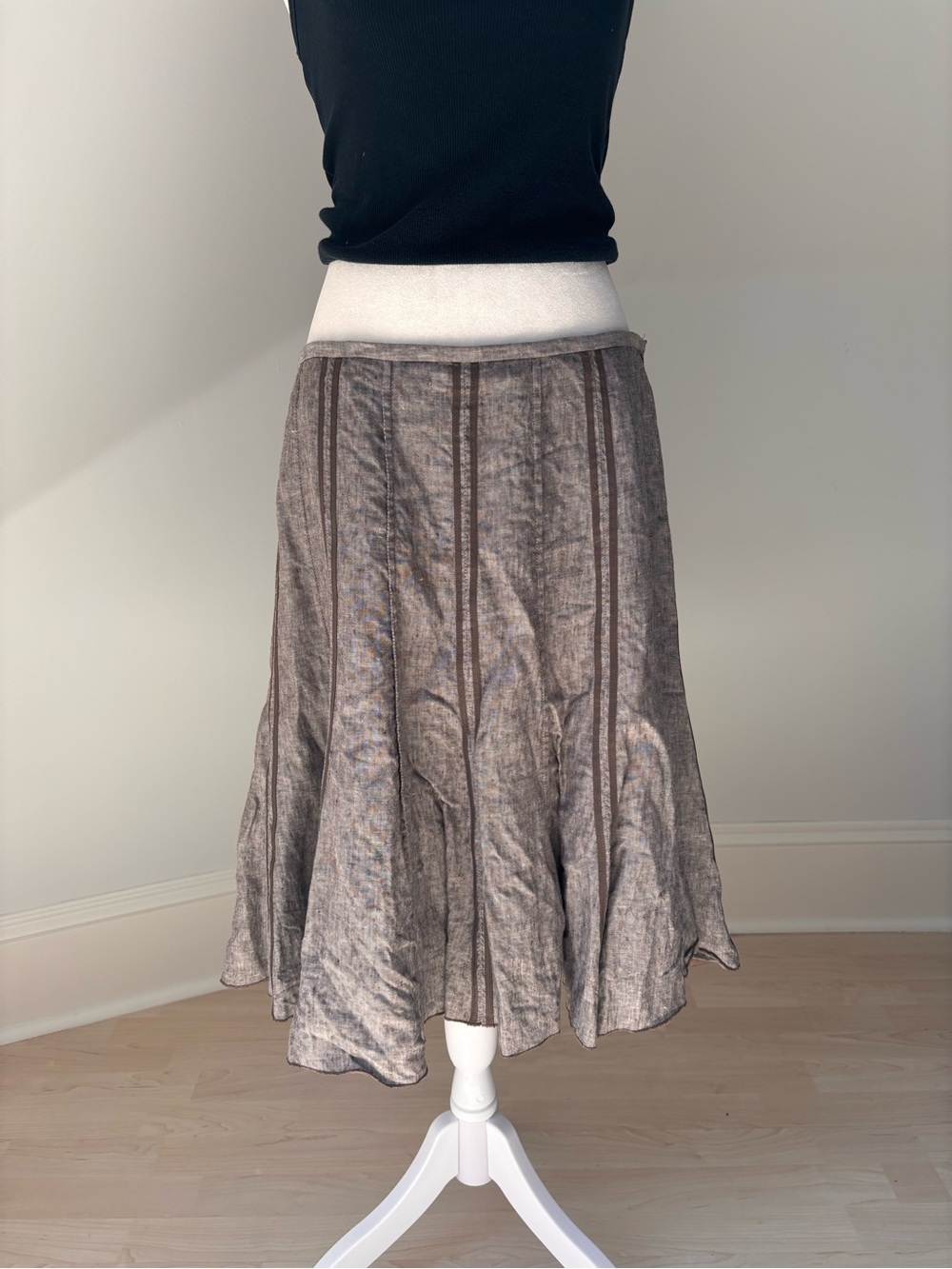 Vintage Dalia Collection Linen Midi Skirt 🤎